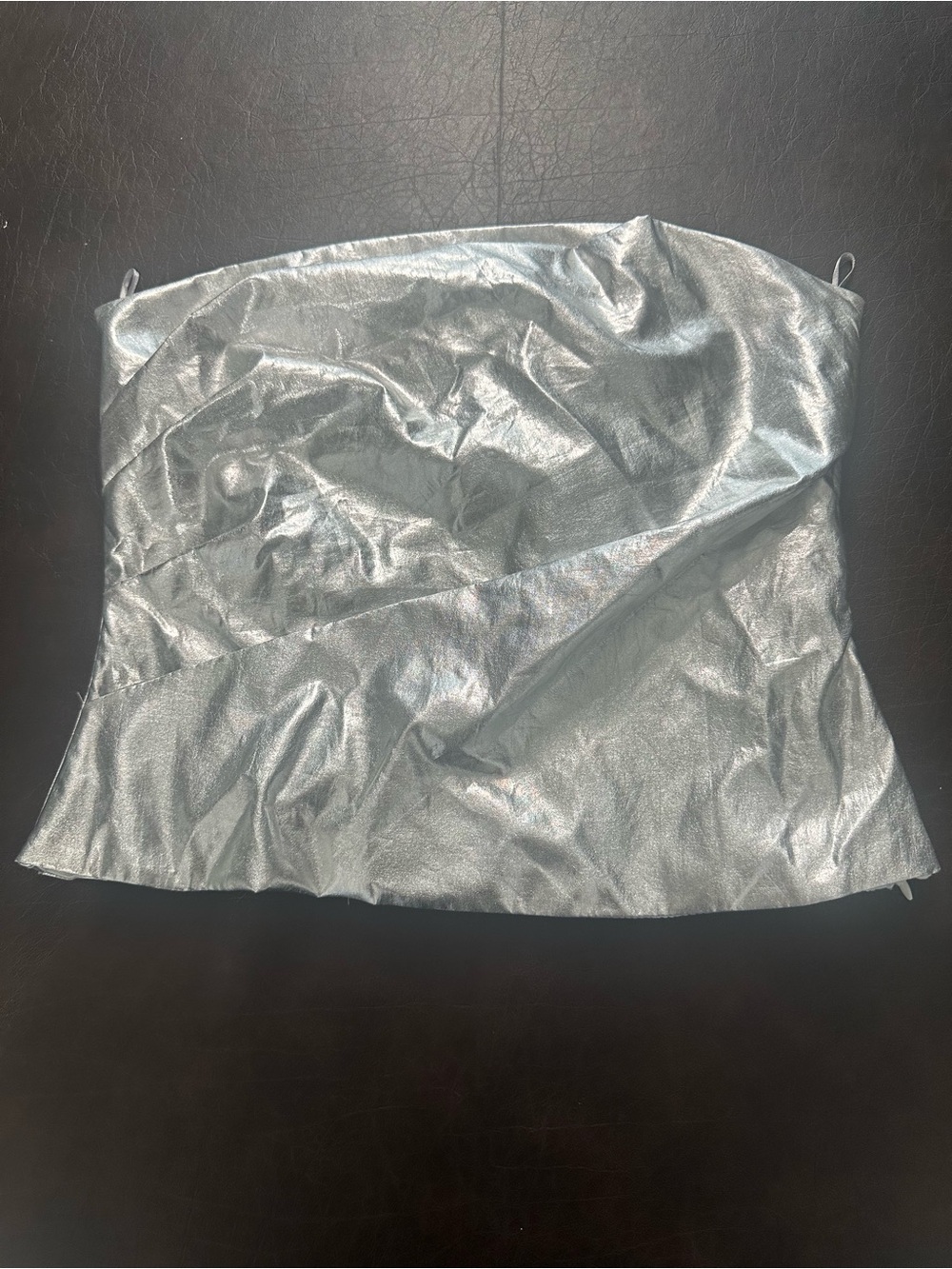 ZARA Shimmery Metallic Silver Strapless Camisole size M NWT